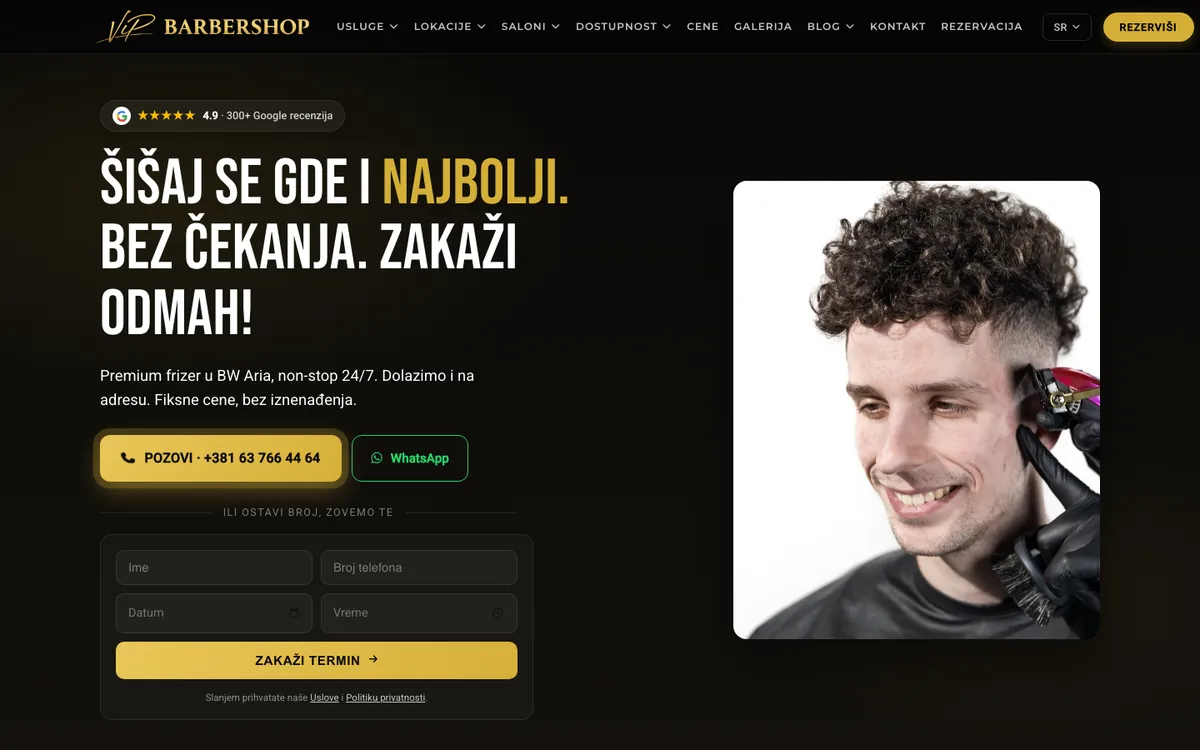 VIP Barbershop — sajt