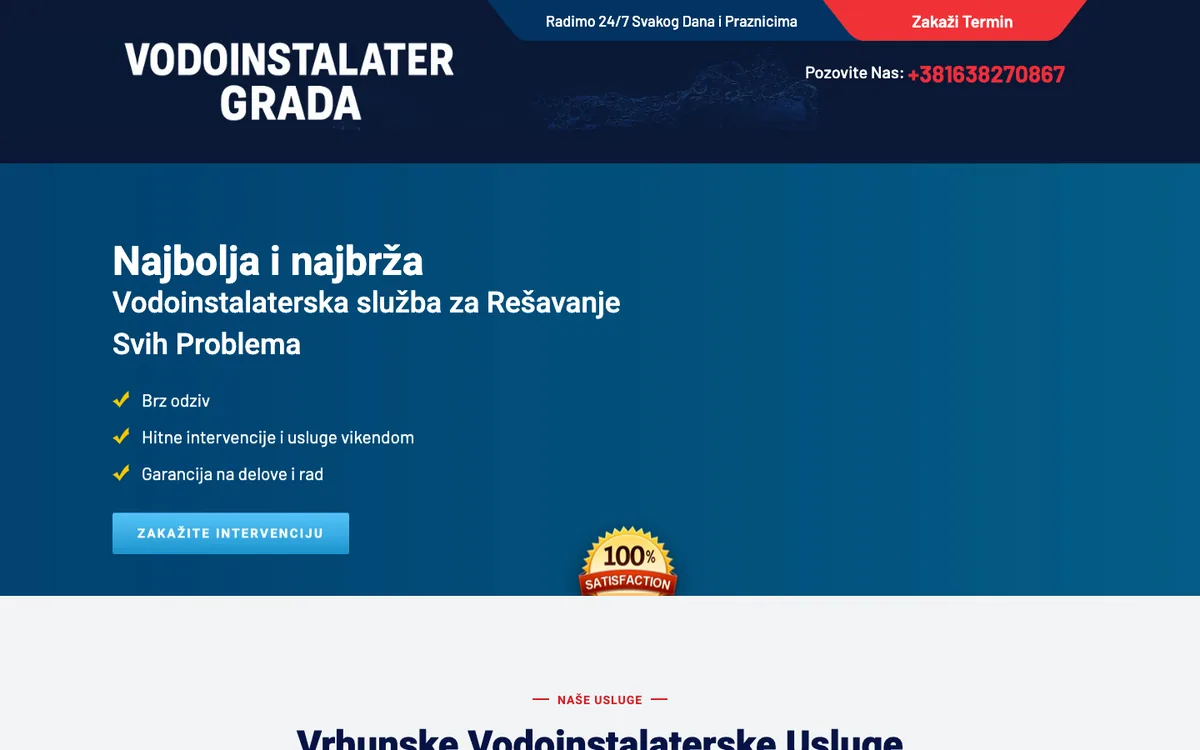 Vodoinstalater Grada — sajt